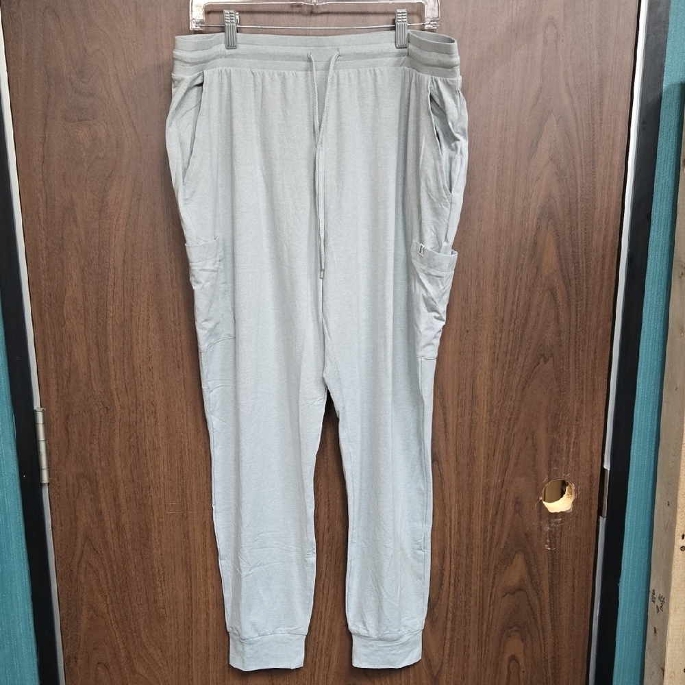 Frank & Oak Size XL Light Grey High Waisted Cargo Jogger Lounge Pant